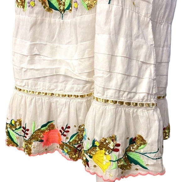 Las Noches IBIZA by Eric & Jack Womens Cream Floral Peasant Tunic Dress Medium - Picture 5 of 12